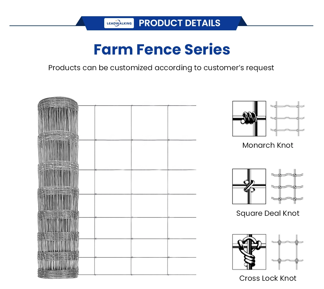 Leadwalking 47-Inch Field Fence Wholesale Farm Fence Styles Manufacturers China 150mm-300mm Hole Width Cattle Fence Panel