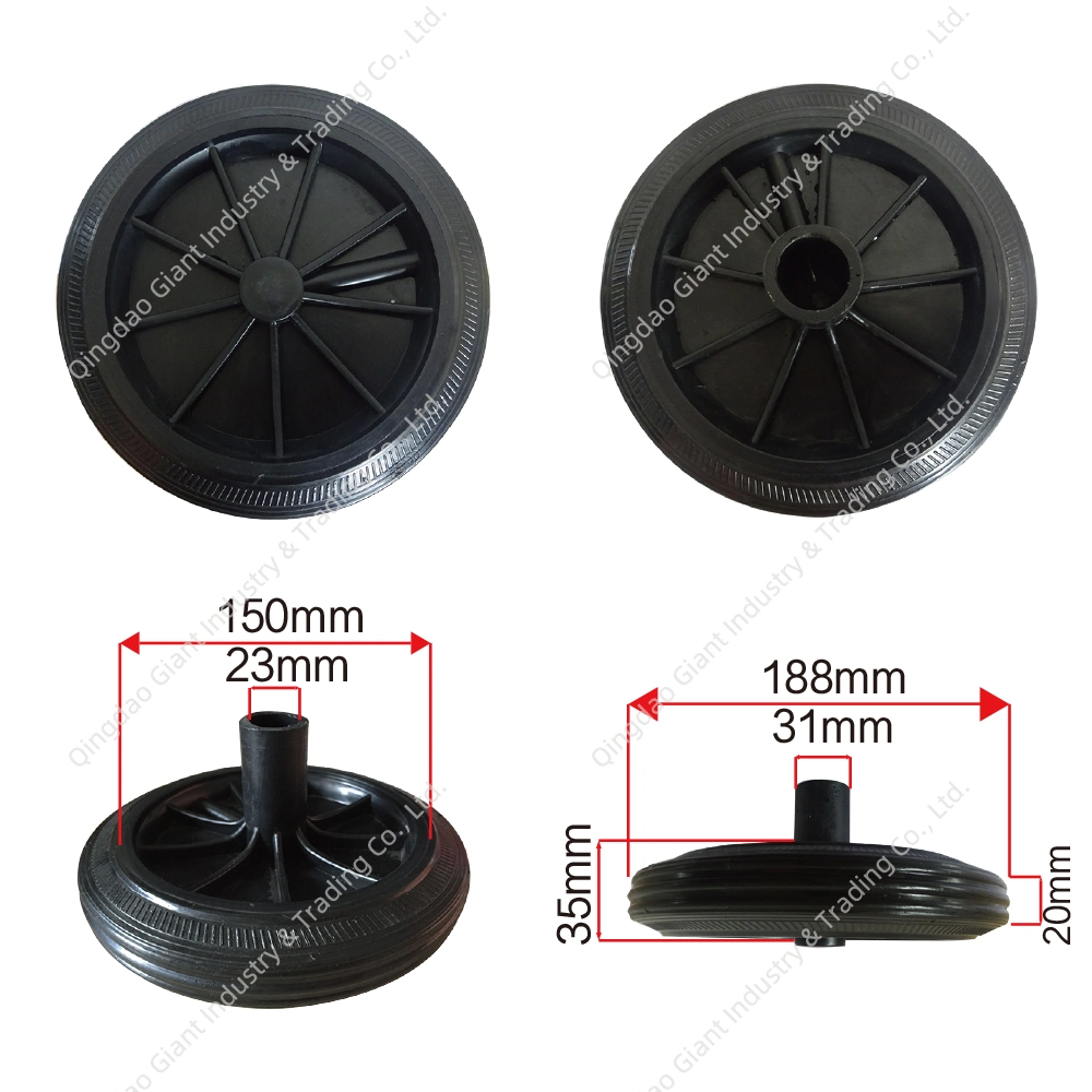 8 6 Inch Flat Free PU Foam Wheel and Solid Powder Rubber Caster Wheel for Garbage Can Dust Waste Trash Container Bin