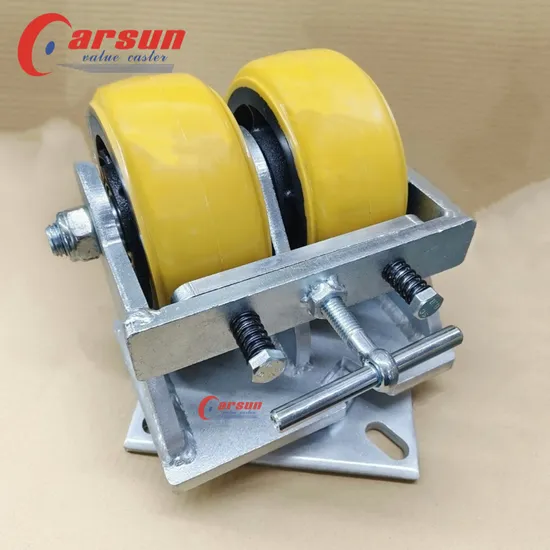 ポリウレタン鋳鉄コアホイールツインスイベルリジッドヘビーデューティキャスター